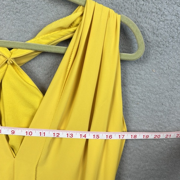 Halston Heritage Yellow Sleeveless Maxi Halter Dress/Gown Front Slit Size 2 - Picture 3 of 6